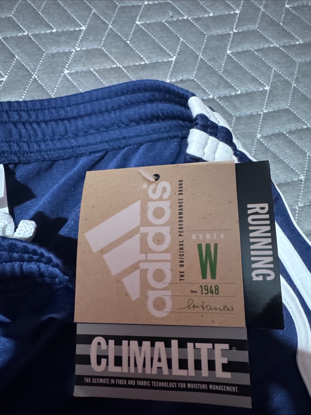 adidas Navy Blue Joggers with White Side Stripes - Picture 3 of 5